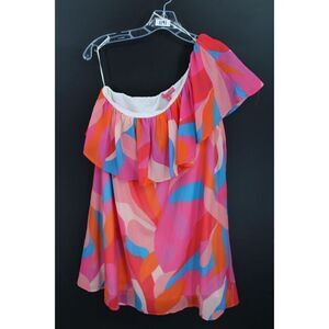 Flying Tomato colorful Ruffle One shoulder Dress size Large NWT
